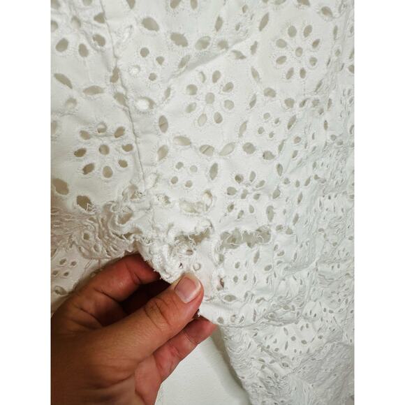 VERONICA BEARD White 100% Cotton Lace Eyelet Scalloped Cuff Riggs Pants Size 8 - Picture 10 of 14